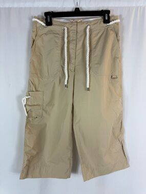 Lauren Ralph Lauren Cargo Crop Pant Women 8 P Camel Tan 100% Cotton